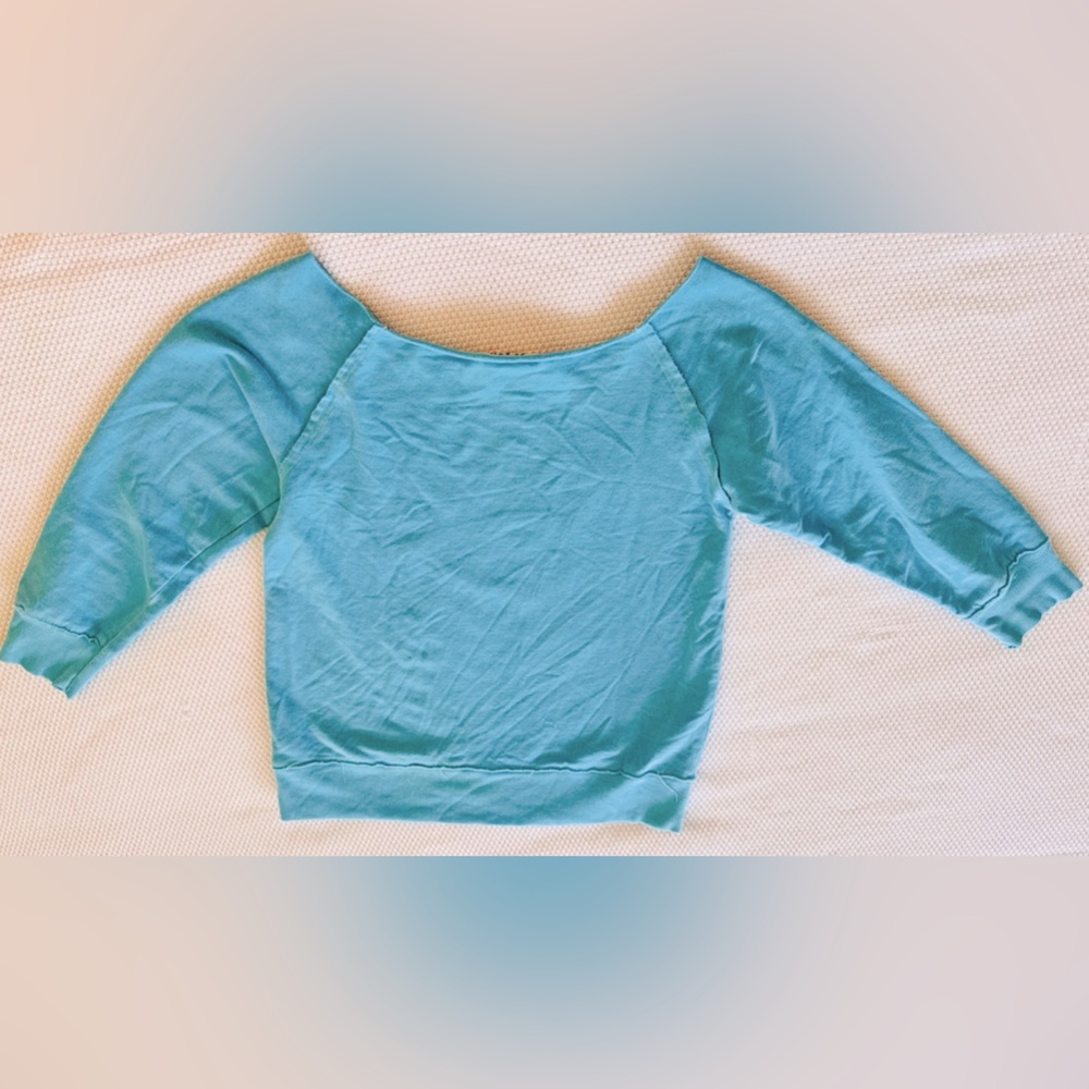 SCRAPBOOK Turquoise Rodeo Sweatshirt w Raw Hem - Picture 4 of 15